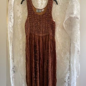 Maxi dress.  Crochet top.  Brown